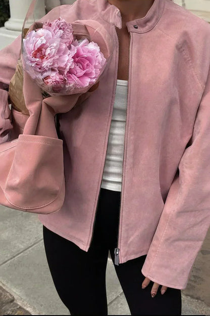 Suede Long Sleeve Solid Elegant Casual Coat