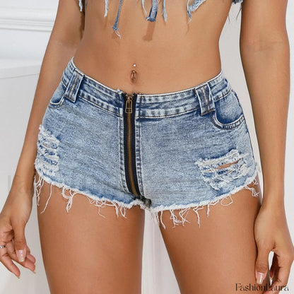 Summer New High-waisted Stretch Holes Jeans Shorts