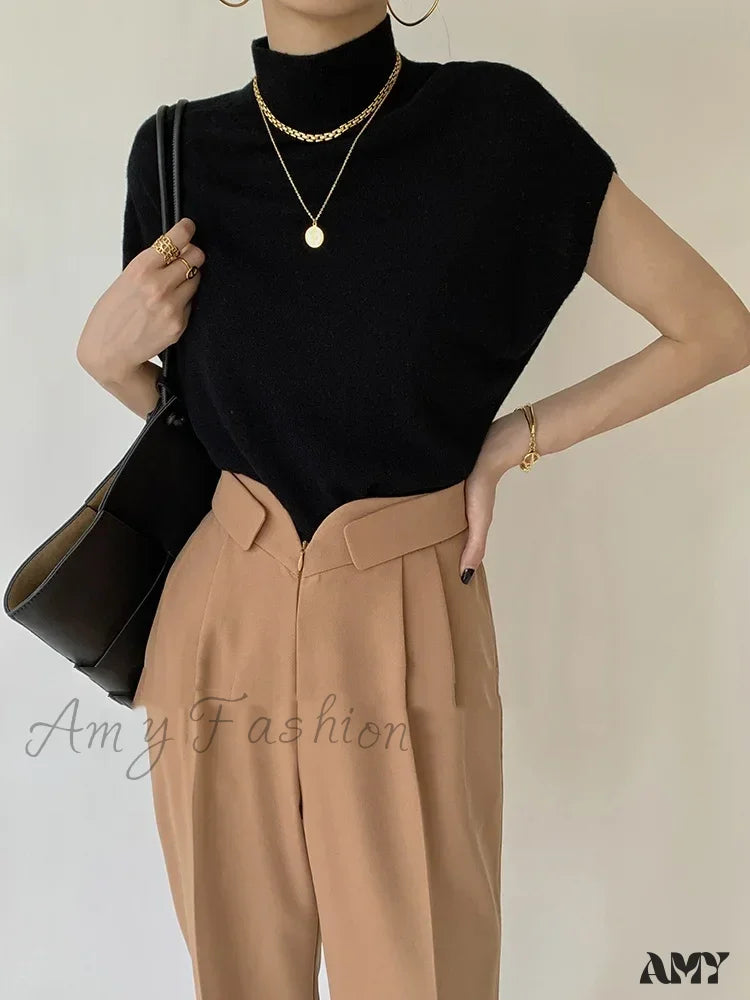 Summer Sexy Fashion Short Sleeve Round Neck Elegant Casual Sweater