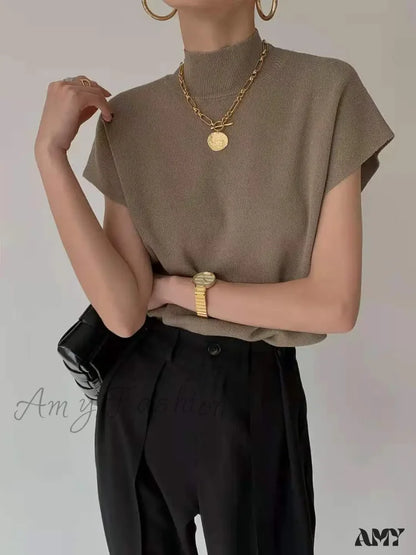 Summer Sexy Fashion Short Sleeve Round Neck Elegant Casual Sweater
