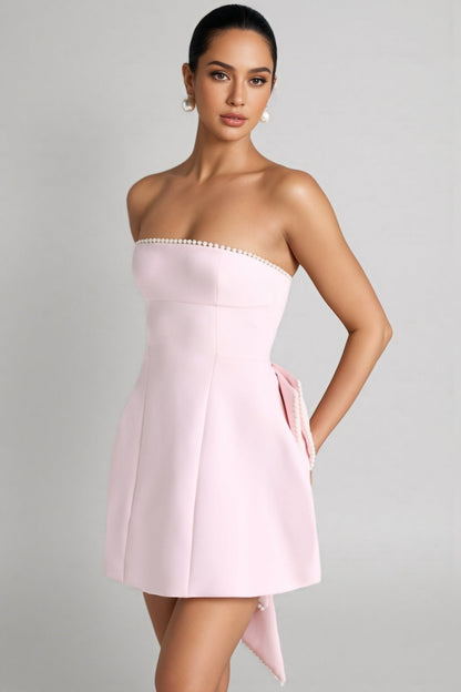 Aarone Pink Backless Butterfly Mini Dress