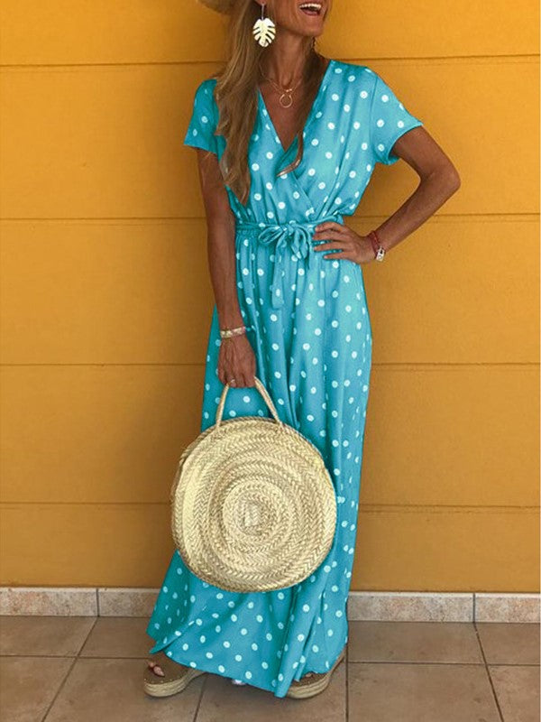 V-neck Polka Dot Dress