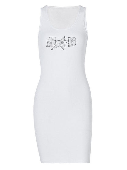 Letter Hot Drill Strap Dress