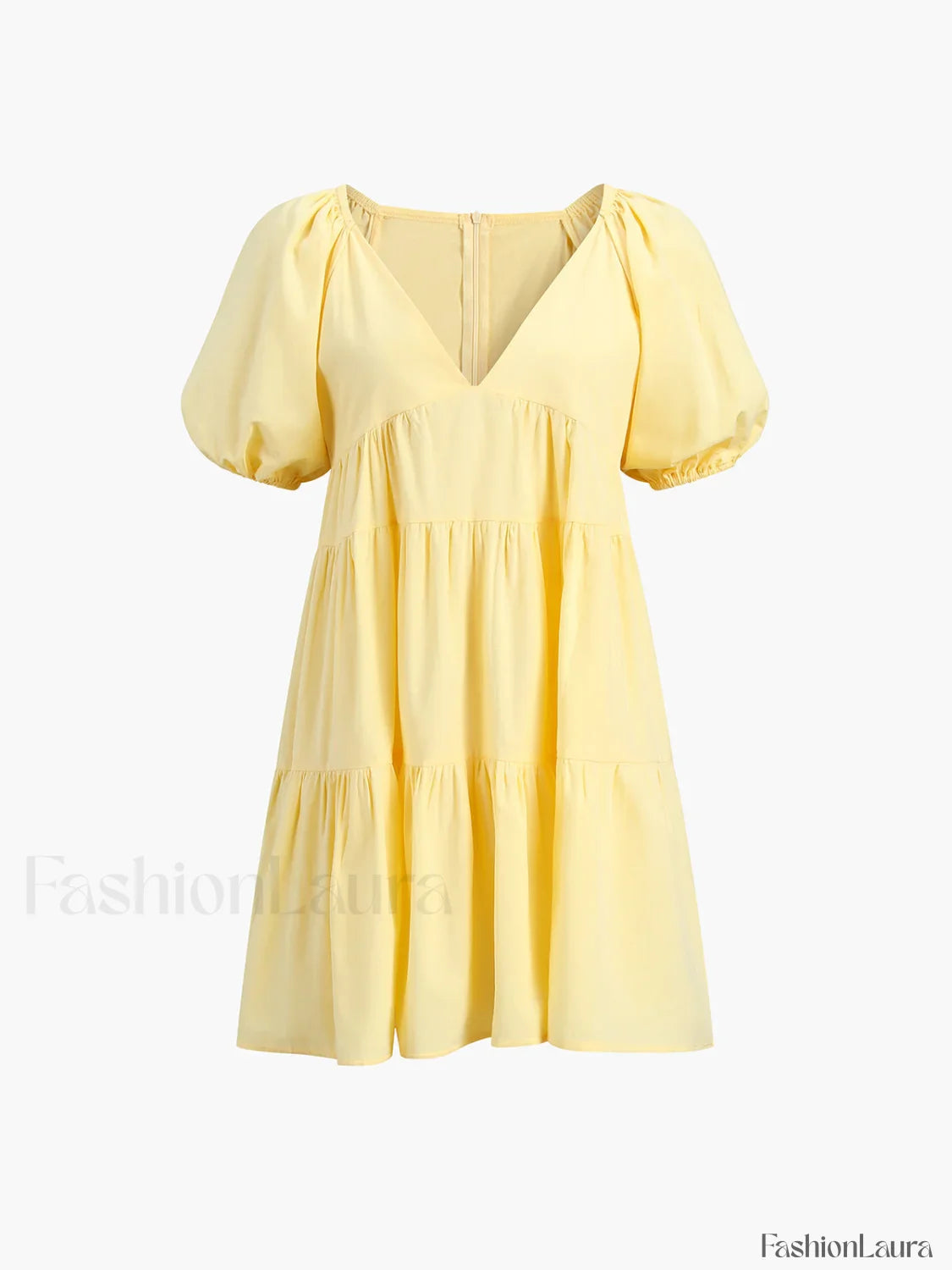 Sunshine Zippered Plunge Trendy Skater Short Dress