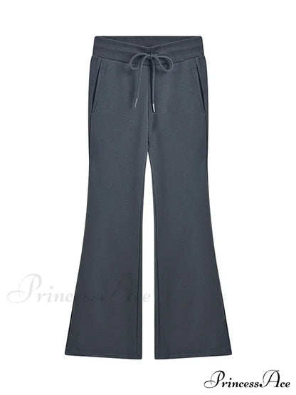 Sweatpants Low-waisted Black Grey Drawstring Flare Streetwear Quality Pants