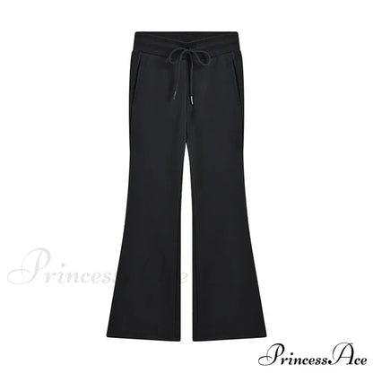 Sweatpants Low-waisted Black Grey Drawstring Flare Streetwear Quality Pants