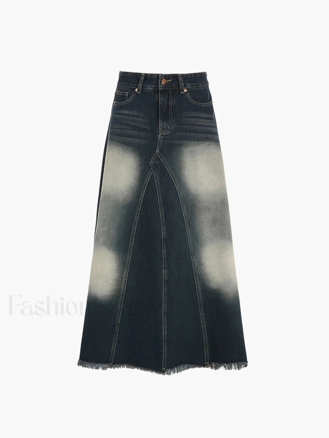Tassels Hem Graceful Long Denim Skirt