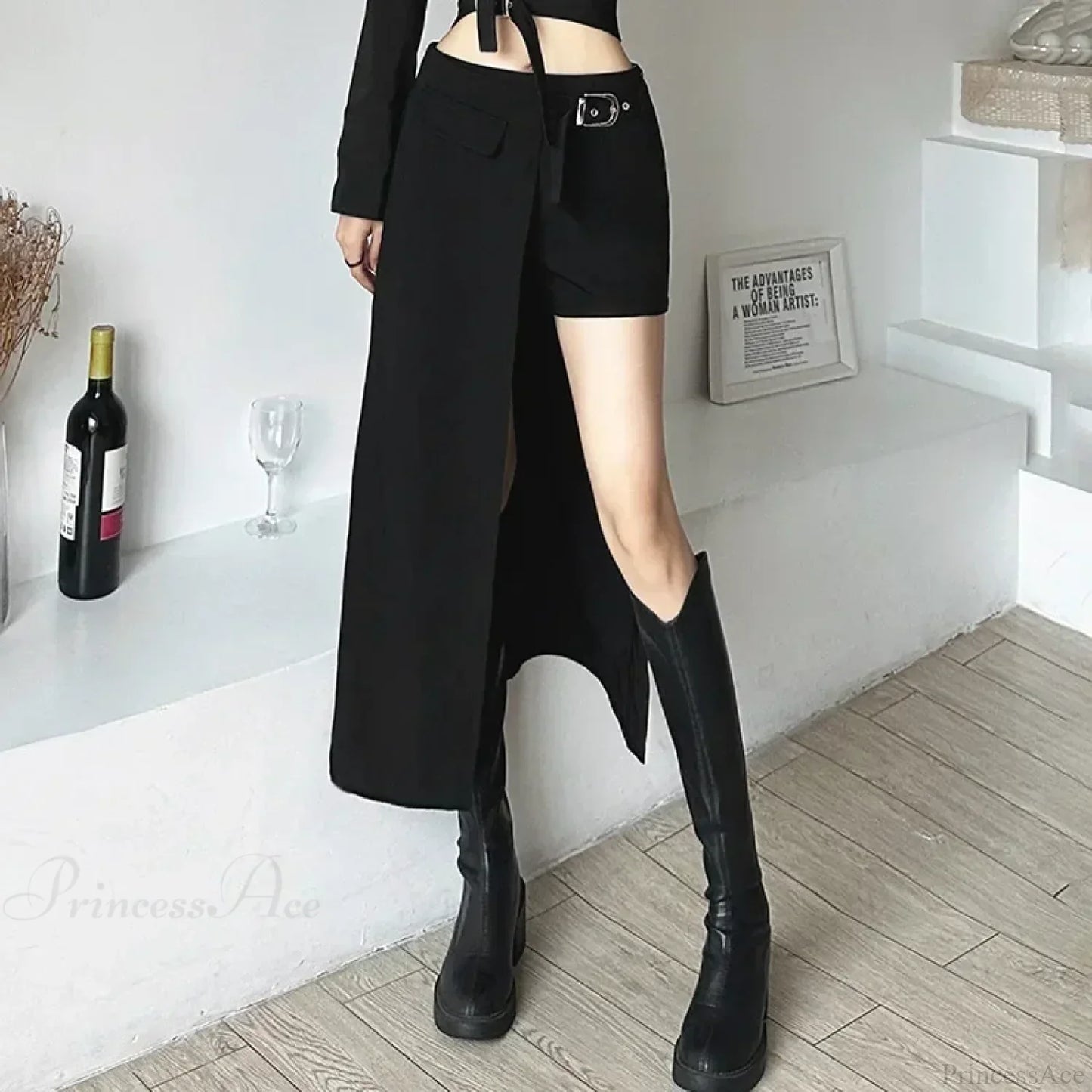 Techwear Patchwork Cargo Skirt