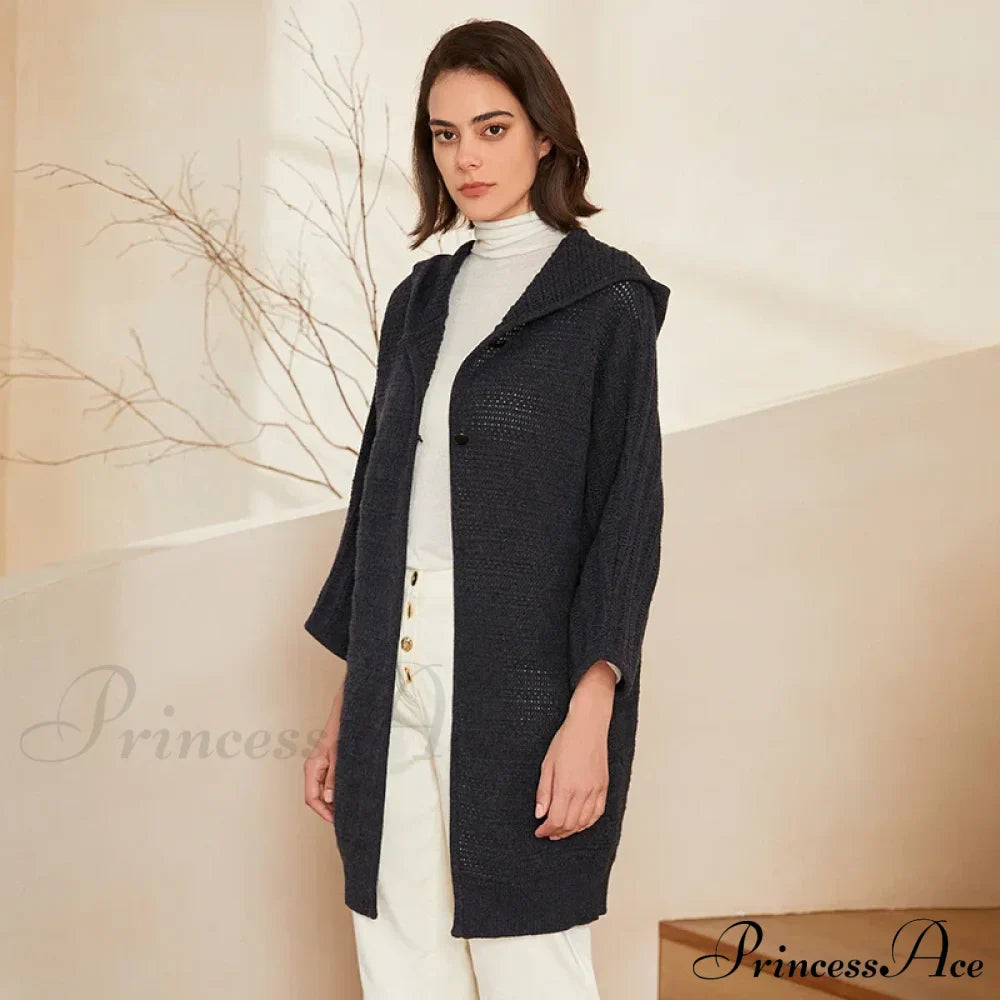 Thick Pure Wool Cozy Button Hooded Comfortable Stylish Warm Sweater