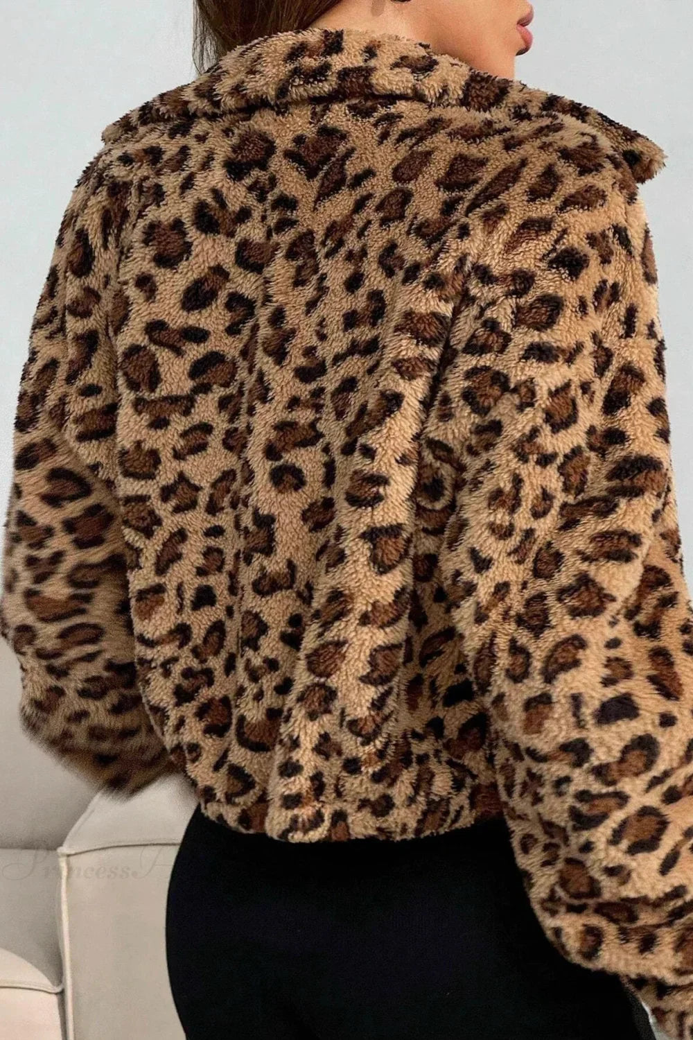 Thickened Short Leopard Print Relaxed Fuzzy Coat