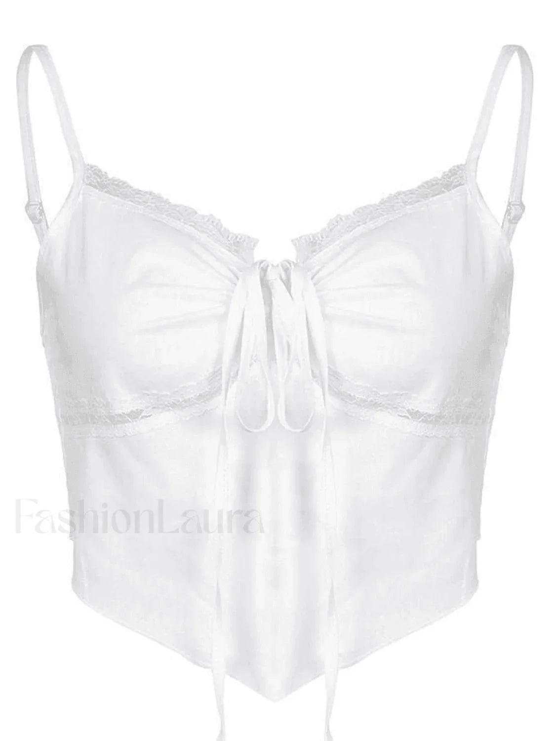 Tie Back Lace Trim Crop Cami Top