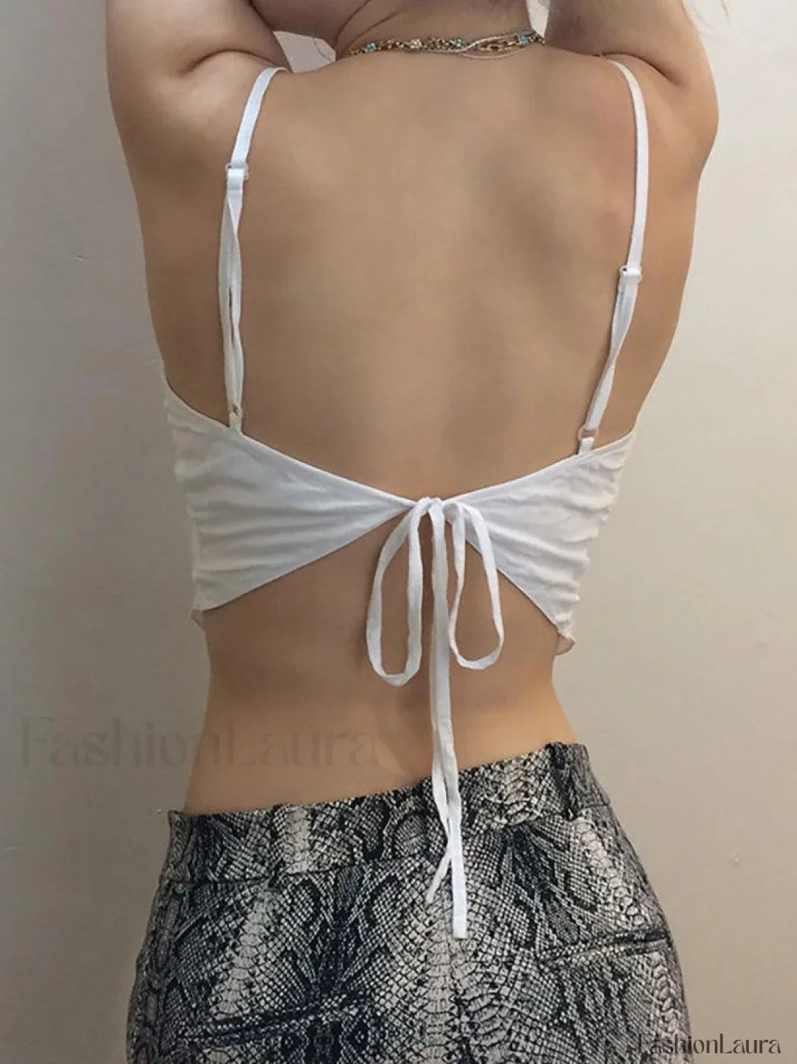 Tie Back Lace Trim Crop Cami Top