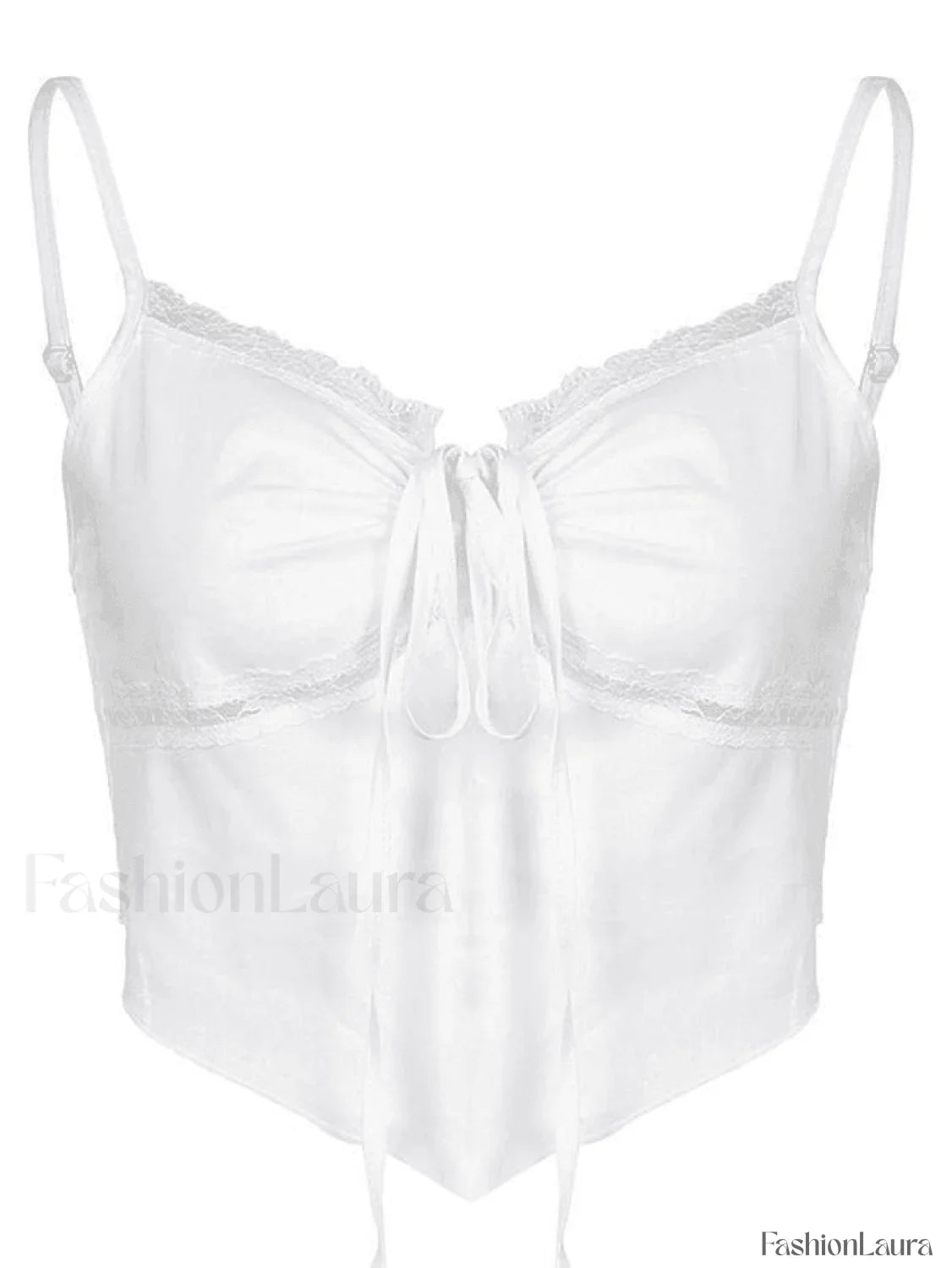 Tie Back Lace Trim Crop Cami Top