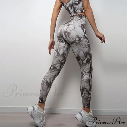 Tie Dye Waist Seamless Printed Elastic Workout Legging