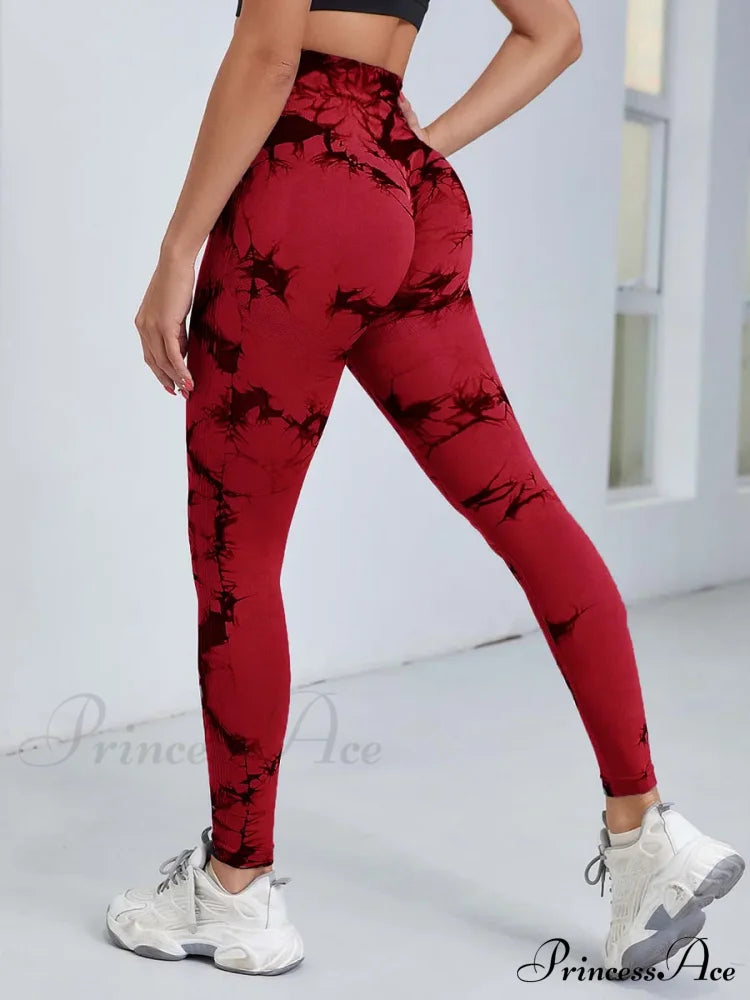 Tie Dye Waist Tummy Control Seamless Push Up Yoga Legging