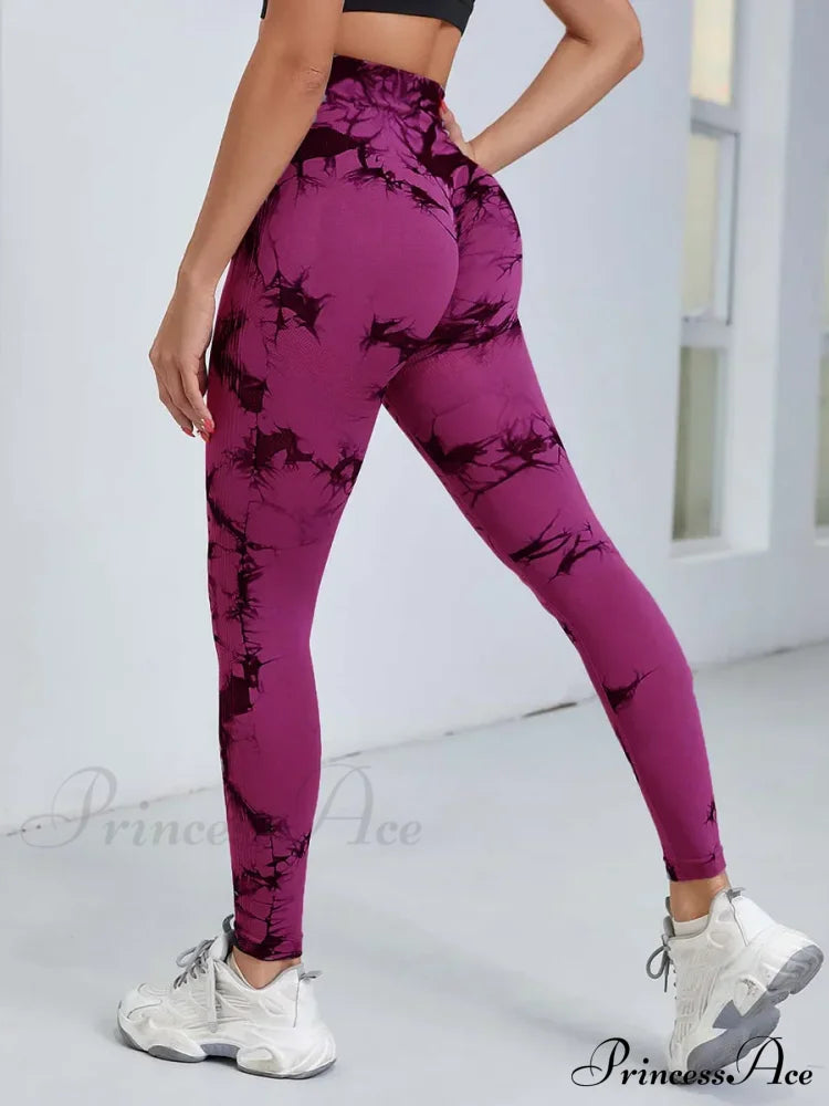 Tie Dye Waist Tummy Control Seamless Push Up Yoga Legging