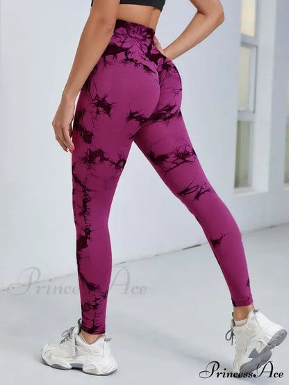 Tie Dye Waist Tummy Control Seamless Push Up Yoga Legging