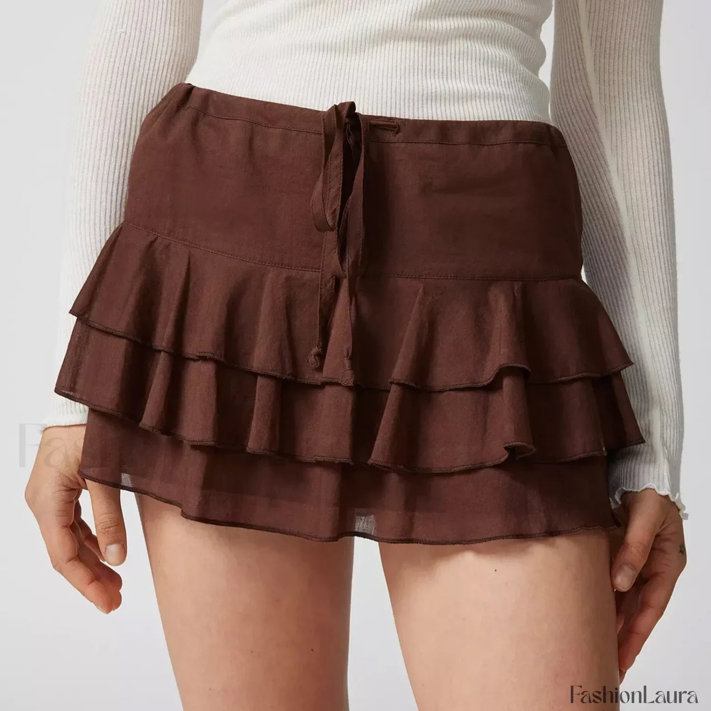 Tiered Ruffle Drawstring Skirt