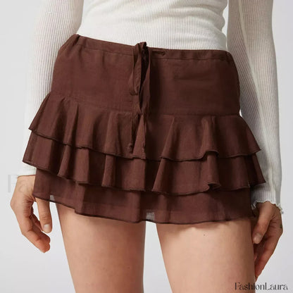 Tiered Ruffle Drawstring Skirt