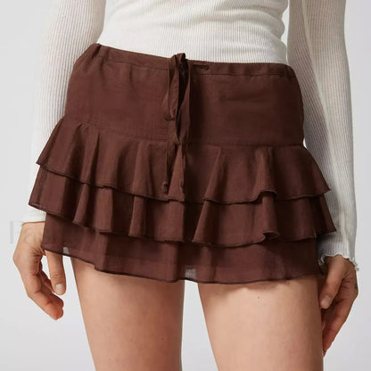 Tiered Ruffle Drawstring Skirt