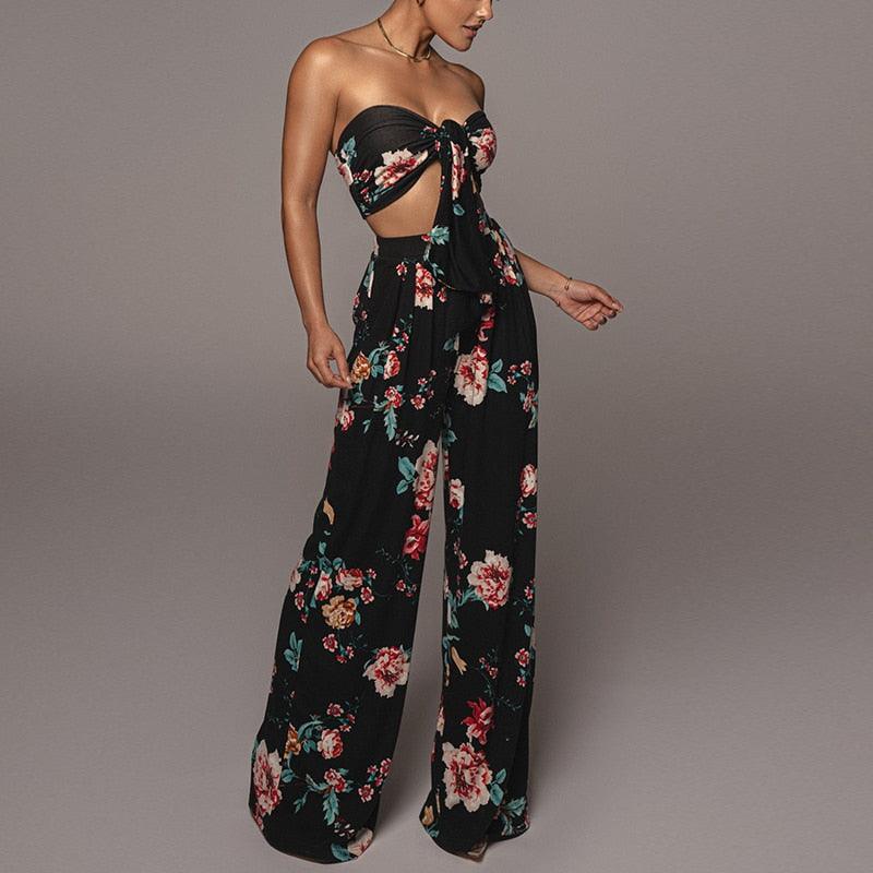 KittenAlarm - Tiffanie Floral Wide Pants Set