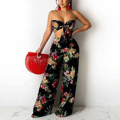KittenAlarm - Tiffanie Floral Wide Pants Set
