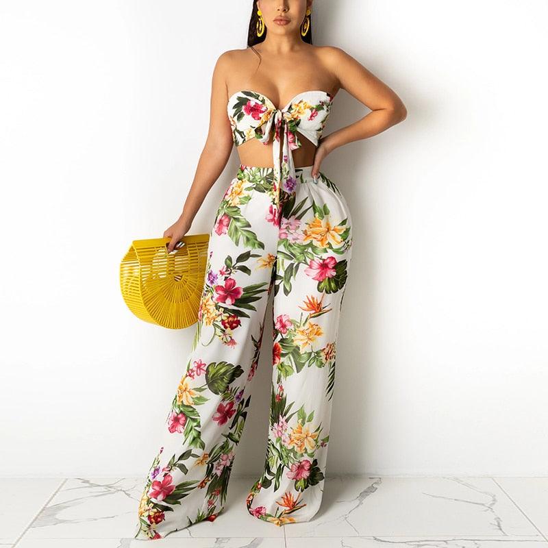 KittenAlarm - Tiffanie Floral Wide Pants Set