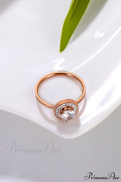 Titanium Steel Shining Diamond Hoop Ring