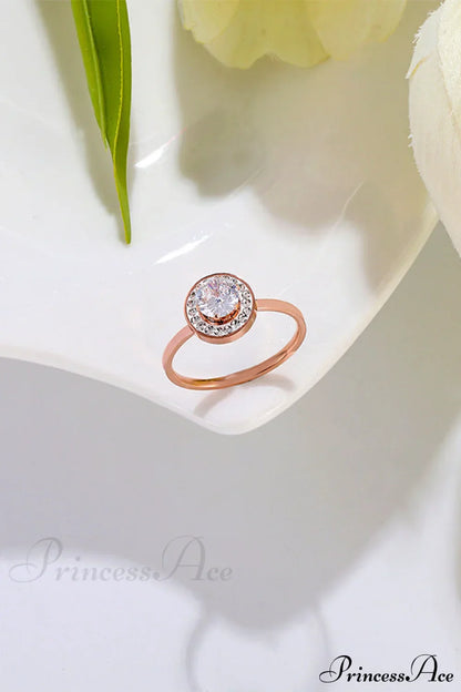 Titanium Steel Shining Diamond Hoop Ring