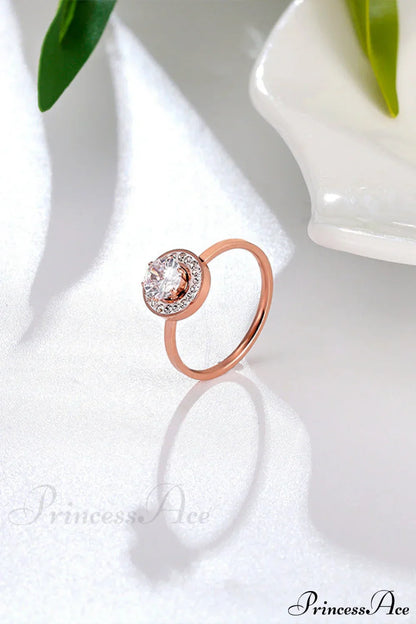 Titanium Steel Shining Diamond Hoop Ring