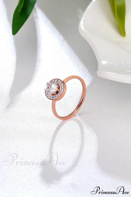 Titanium Steel Shining Diamond Hoop Ring