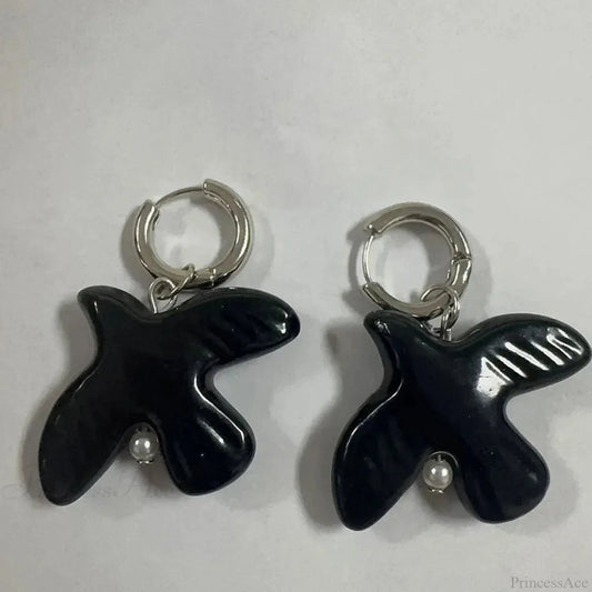 Tranquil Dove Ceramic Metal Circle Hoop Earring