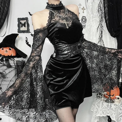 Transparent Lace Slender Mini Dress