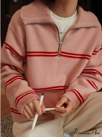 Trendy Stylish Striped Cozy Casual Comfortable Loose Warm Sweater