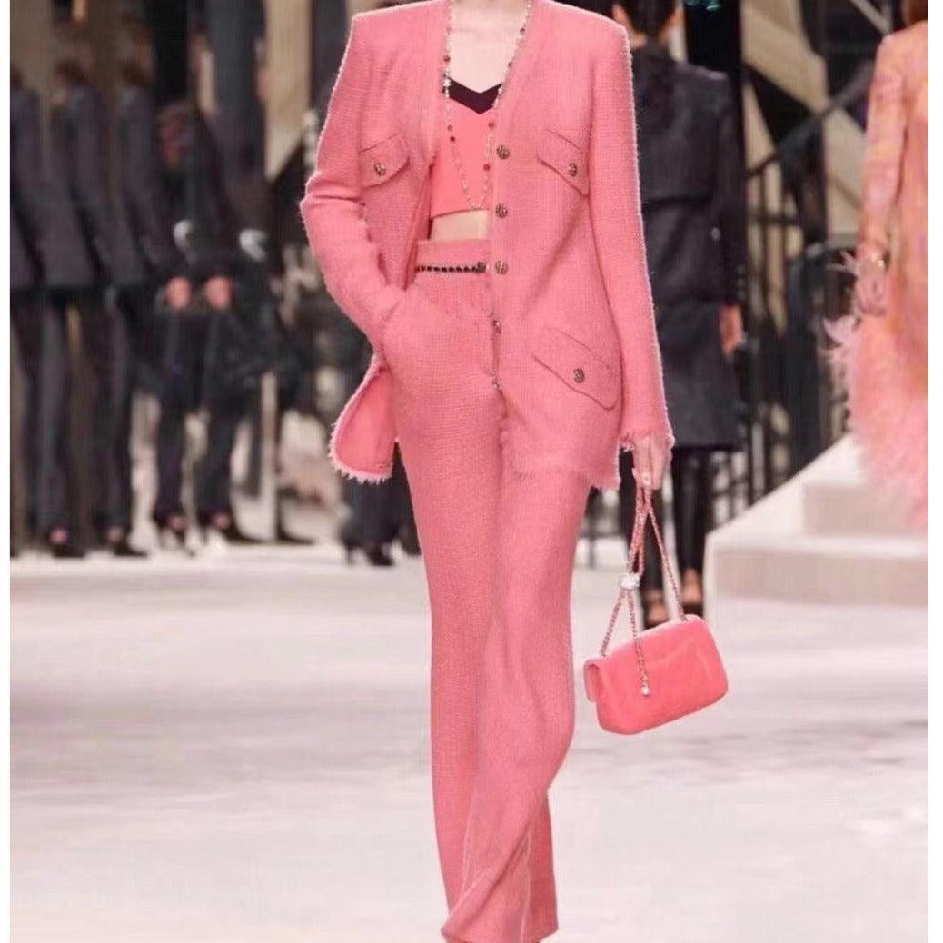 KittenAlarm - Trine Solid Blazer Top & Pants Set