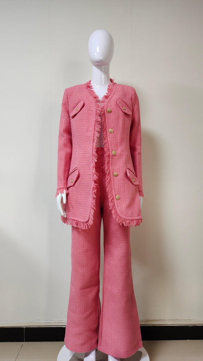 KittenAlarm - Trine Solid Blazer Top & Pants Set
