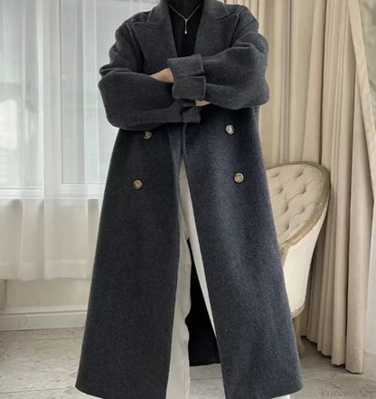 Turn-Down Collar Cashmere Wool Overcoat