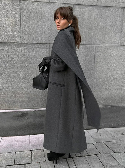 Turn-Down Collar Double-Breasted Overcoat