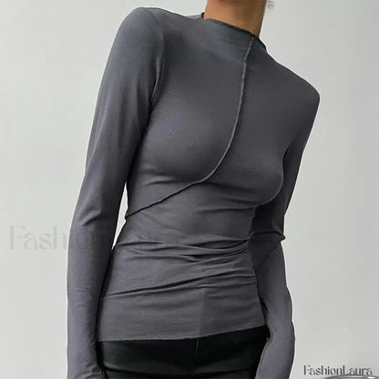 Turtleneck Casual Fashion Long Sleeve Tee