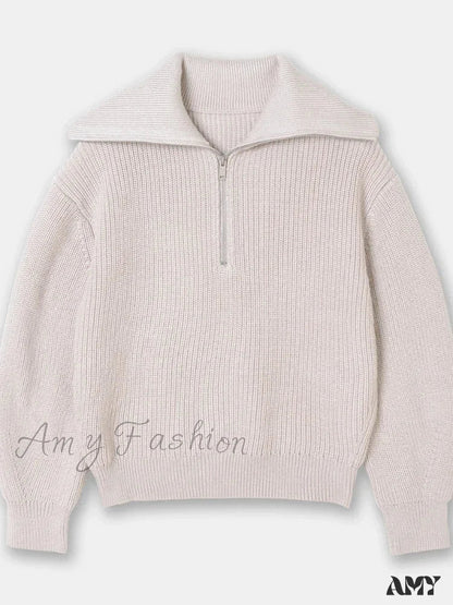 Turtleneck Loose Lapel Striped Casual Fashion Simplicity Sweater