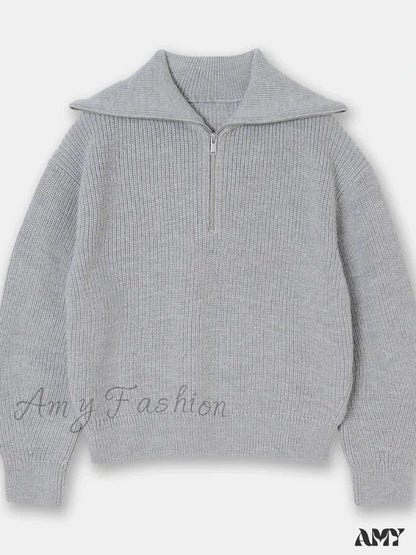 Turtleneck Loose Lapel Striped Casual Fashion Simplicity Sweater