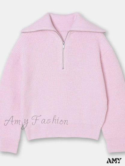 Turtleneck Loose Lapel Striped Casual Fashion Simplicity Sweater