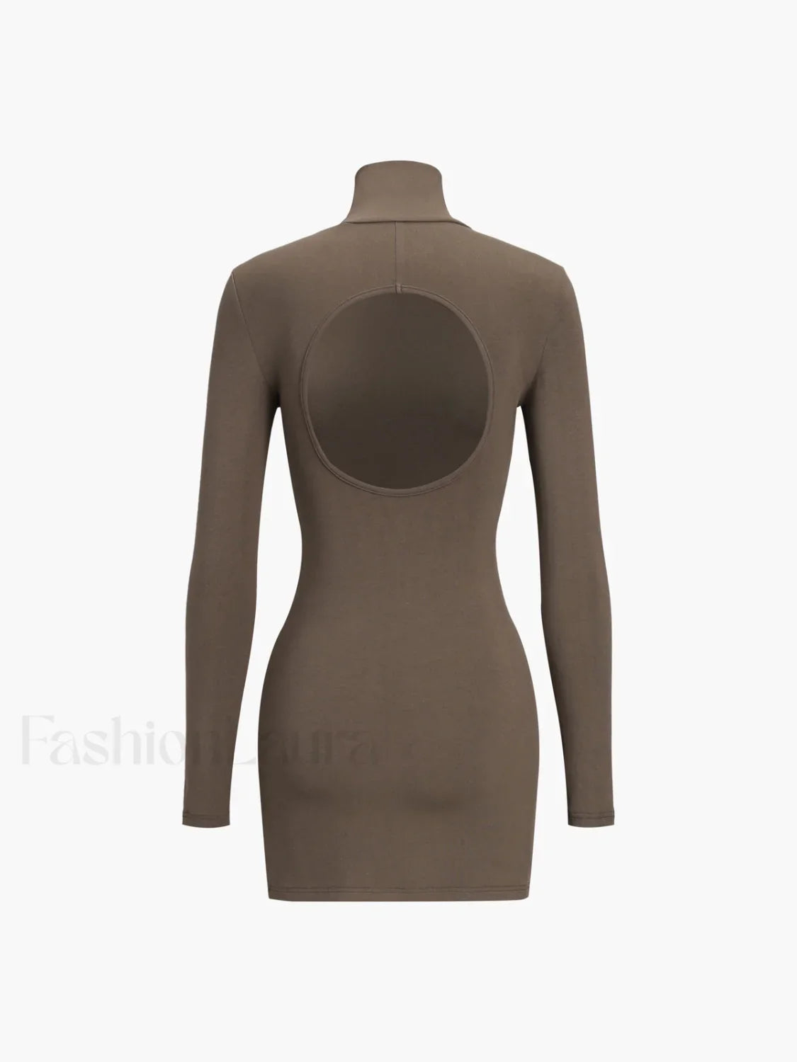 Turtleneck Open Back Trendy Long Sleeve Short Dress