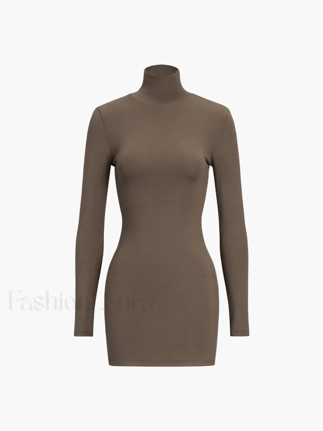 Turtleneck Open Back Trendy Long Sleeve Short Dress