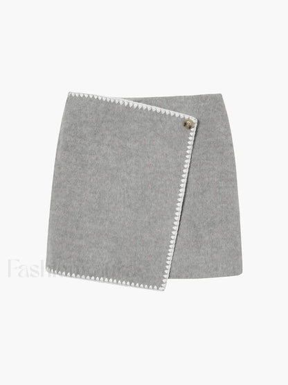 Tweed Contrast Graceful Trim Midi Skirt