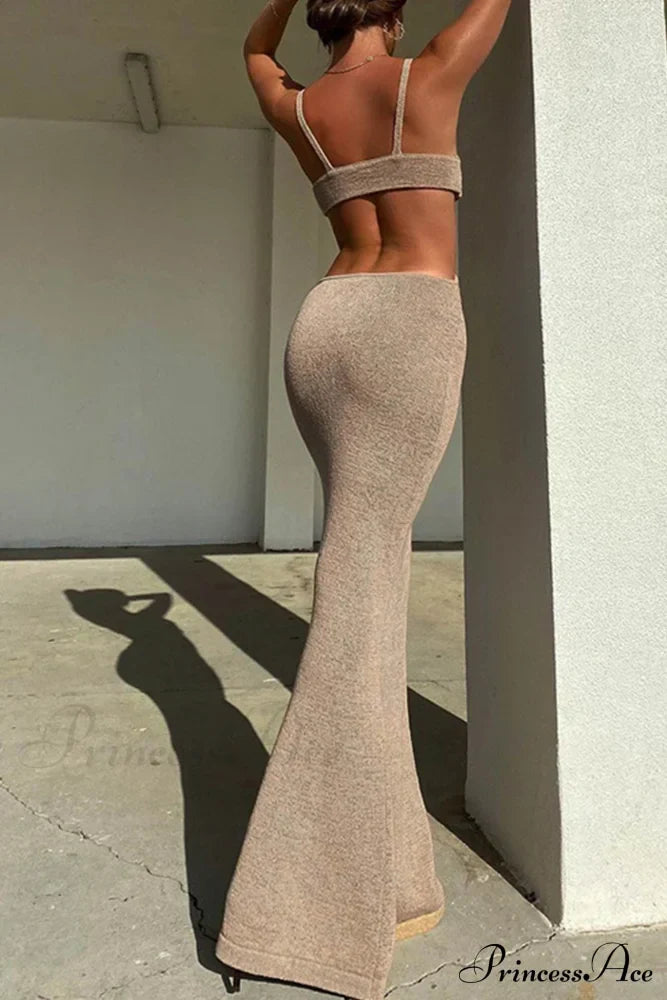Twisted-front Backless Knit Cami Dress with Cutout