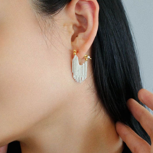 18K Gold Plated Two Tone Sterling Silver Waterfall Earrings