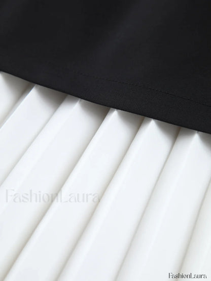 Two Tone Graceful Pleated Long Skirt
