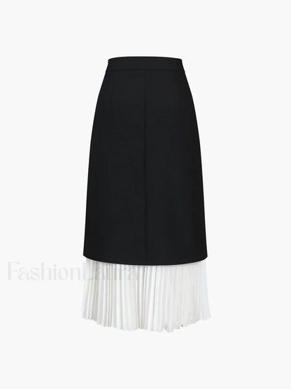 Two Tone Pleated Long Skirt