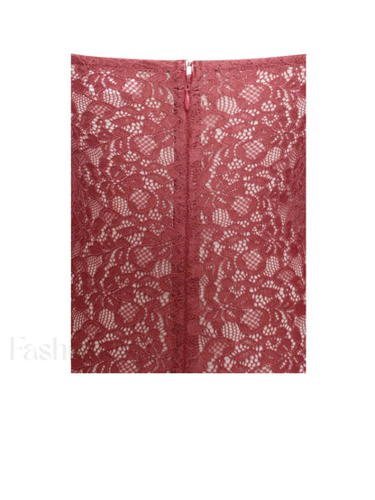Udaya Burgundy Lace Charming Long Sleeve Maxi Dress
